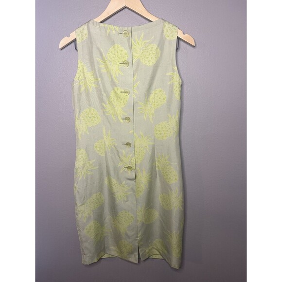 Kay Unger Cocktail Dress Sz 4 Pineapples Sleeveless Button Back - Picture 4 of 5